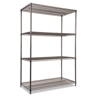 View larger image of Wire Shelving Starter Kit, Four-Shelf, 48w x 24d x 72h, Black Anthracite