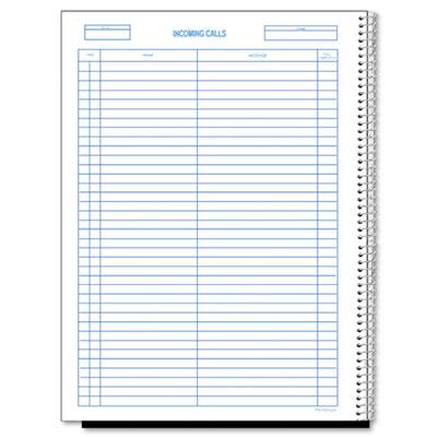 View larger image of Wirebound Call Register, One-Part (No Copies), 11 x 8.5, 100 Forms Total