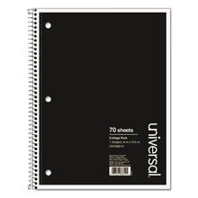 Wirebound Notebook, 1-Subject, Medium/College Rule, Black Cover, (70) 10.5 x 8 Sheets