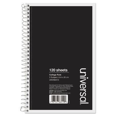 View larger image of Wirebound Notebook, 3-Subject, Medium/College Rule, Black Cover, (120) 9.5 x 6 Sheets
