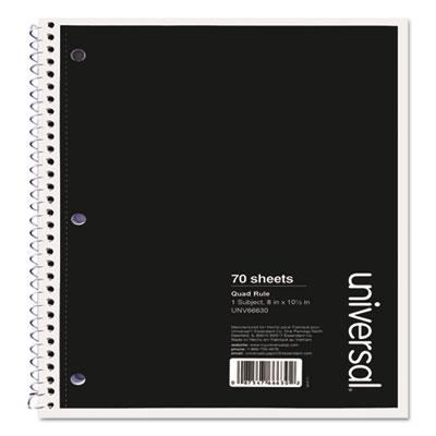 View larger image of Wirebound Notebook, 1-Subject, Quadrille Rule (4 sq/in), Black Cover, (70) 10.5 x 8 Sheets