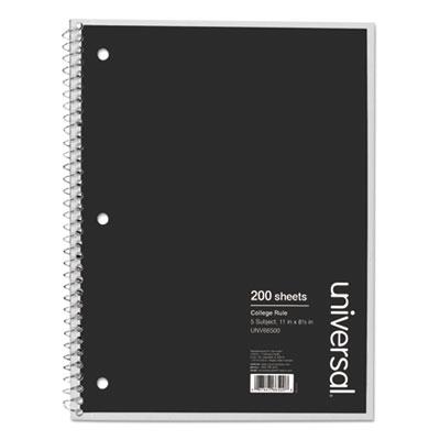View larger image of Wirebound Notebook, 5-Subject, Medium/College Rule, Black Cover, (200) 11 x 8.5 Sheets