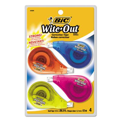 View larger image of Wite-Out EZ Correct Correction Tape, Non-Refillable, Randomly Assorted Applicator Colors, 0.17" x 400", 4/Pack
