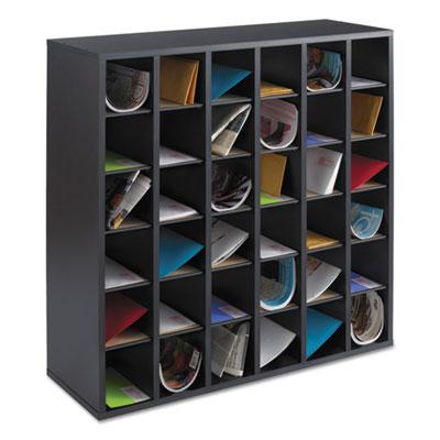 View larger image of Wood Mail Sorter with Adjustable Dividers, Stackable, 36 Compartments, 33.75 x 12 x 32.75, Black