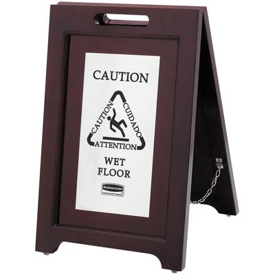 View larger image of Wooden Wet Floor Sign - 2-Sided Multi-Lingual Stand