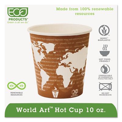 View larger image of World Art Renewable Compostable Hot Cups, 10 oz., 50/PK, 20 PK/CT