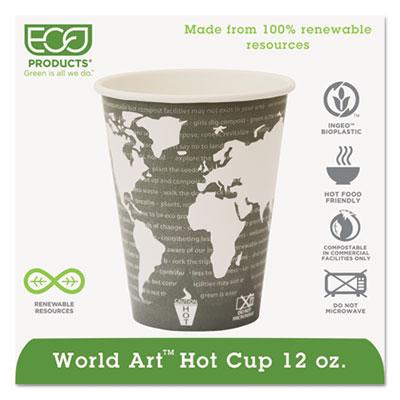 View larger image of World Art Renewable And Compostable Hot Cups, 12 Oz, 50/pack, 20 Packs/carton