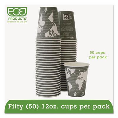 View larger image of World Art Renewable And Compostable Hot Cups, 12 Oz, Gray, 50/pack