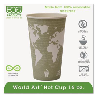 View larger image of World Art Renewable Compostable Hot Cups, 16 oz., 50/PK, 20 PK/CT