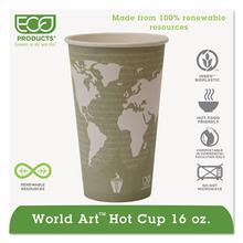 World Art Renewable Compostable Hot Cups, 16 oz., 50/PK, 20 PK/CT