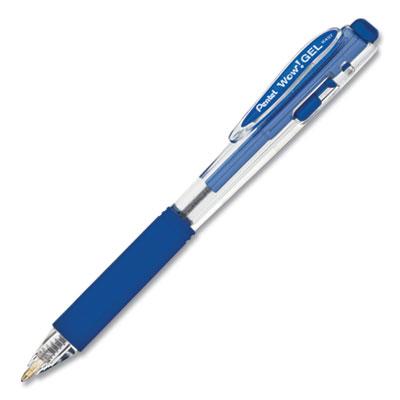 View larger image of WOW! Retractable Gel Pen, Medium 0.7 mm, Blue Ink, Clear/Blue Barrel, Dozen