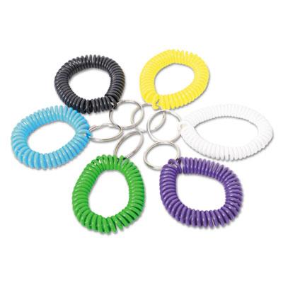View larger image of Wrist Coil Plus Key Ring, Plastic, Assorted Colors, 6/pack