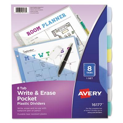 View larger image of Write and Erase Durable Plastic Dividers with Slash Pocket, 3-Hold Punched, 8-Tab, 11.13 x 9.25, Assorted, 1 Set