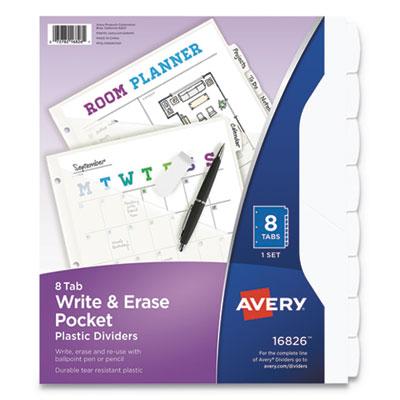View larger image of Write and Erase Durable Plastic Dividers with Straight Pocket, 8-Tab, 11.13 x 9.25, White, 1 Set