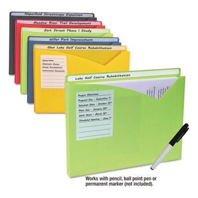 View larger image of Write-On Poly File Jackets, Straight Tab, Letter Size, Assorted Colors, 10/Pack